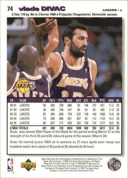 1995-96 Collector's Choice French I #74 Vlade Divac Back