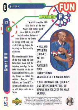 1995-96 Collector's Choice German I #173 Grant Hill Back