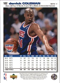 1995-96 Collector's Choice Spanish I #102 Derrick Coleman Back