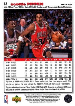 1995-96 Collector's Choice Spanish II #13 Scottie Pippen Back