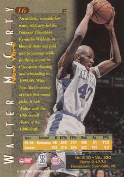 1996 Score Board Autographed #16 Walter McCarty Back