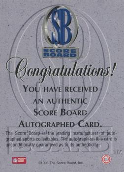 1996 Score Board Autographed - Autographs #NNO Kobe Bryant Back