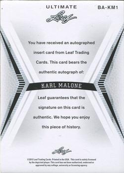 2012 Leaf Ultimate Draft #BA-KM1 Karl Malone Back