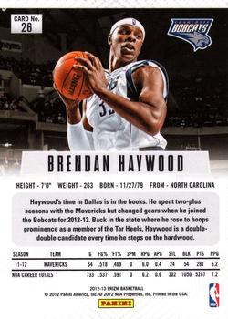 2012-13 Panini Prizm #26 Brendan Haywood Back