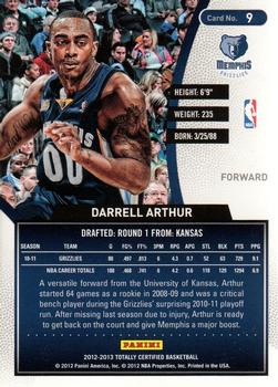 2012-13 Panini Totally Certified #9 Darrell Arthur Back