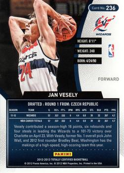 2012-13 Panini Totally Certified #236 Jan Vesely Back