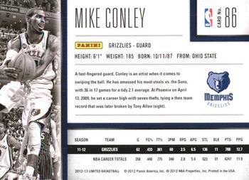 2012-13 Panini Limited #86 Mike Conley Back