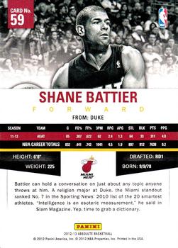 2012-13 Panini Absolute #59 Shane Battier Back