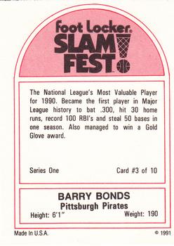 1991 Foot Locker Slam Fest #3 Barry Bonds Back