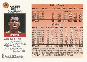 1991-92 Hoops McDonald's #16 Hakeem Olajuwon Back