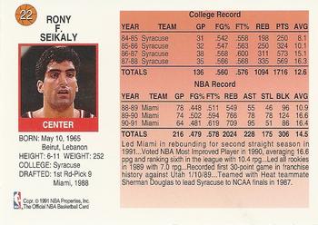 1991-92 Hoops McDonald's #22 Rony Seikaly Back