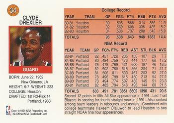1991-92 Hoops McDonald's #34 Clyde Drexler Back