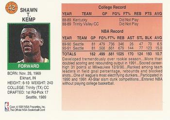 1991-92 Hoops McDonald's #42 Shawn Kemp Back