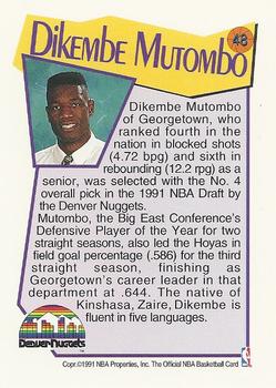 1991-92 Hoops McDonald's #48 Dikembe Mutombo Back