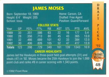 1992 Front Row Draft Picks #48 James Moses Back