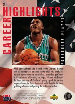 1994 Upper Deck USA #20 Larry Johnson Back