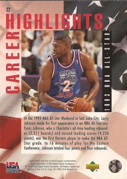 1994 Upper Deck USA #22 Larry Johnson Back