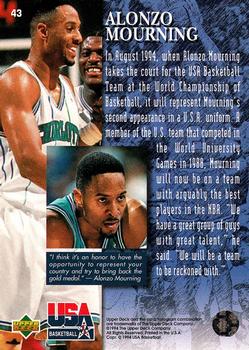 1994 Upper Deck USA #43 Alonzo Mourning Back