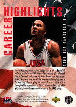 1994 Upper Deck USA #44 Alonzo Mourning Back