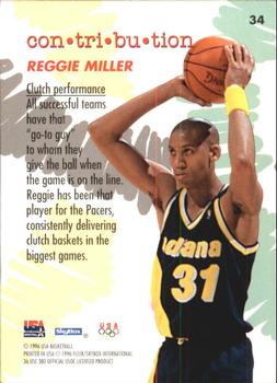 1996 SkyBox USA #34 Reggie Miller Back