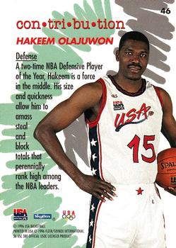1996 SkyBox USA #46 Hakeem Olajuwon Back
