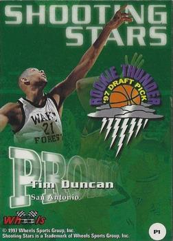 1997 Wheels Rookie Thunder #P1 Tim Duncan Back