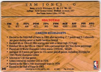 1993 Action Packed Hall of Fame #35 Sam Jones Back