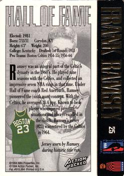 1995 Action Packed Hall of Fame #25 Frank Ramsey Back