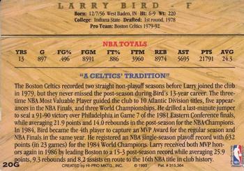 1993 Action Packed Hall of Fame - 24K Gold #20G Larry Bird Back