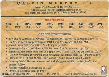1993 Action Packed Hall of Fame - 24K Gold #46G Calvin Murphy Back