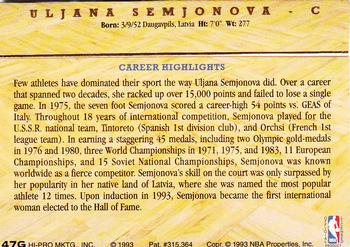 1993 Action Packed Hall of Fame - 24K Gold #47G Uljana Semjonova Back