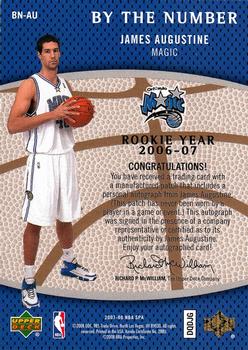 2007-08 SP Authentic - By the Number Rookie Year #BN-AU James Augustine Back