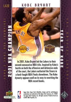2001 Upper Deck Los Angeles Lakers Back2Back Champions #LA20 Kobe Bryant Back
