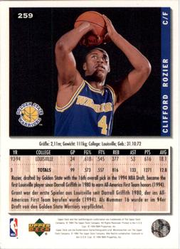 1994-95 Collector's Choice German #259 Clifford Rozier Back