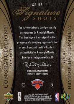2007-08 Upper Deck Sweet Shot - Signature Shots #SS-RS Randolph Morris Back