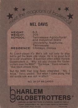 1971 Fleer Harlem Globetrotters #35 Mel Davis Back