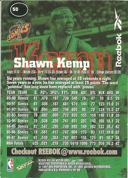 1997-98 SkyBox Premium - Reebok Silver #50 Shawn Kemp Back