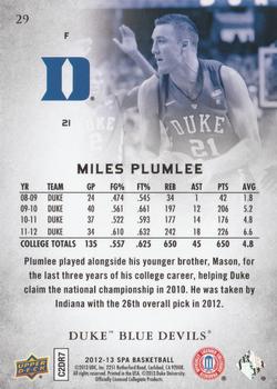 2012-13 SP Authentic #29 Miles Plumlee Back