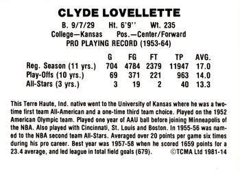 1981 TCMA #14 Clyde Lovellette Back