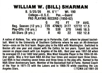 1981 TCMA #20 Bill Sharman Back