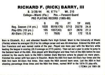 1981 TCMA #36 Rick Barry Back