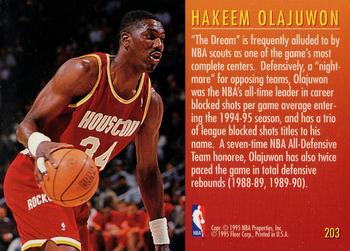 1995-96 Fleer European #203 Hakeem Olajuwon Back