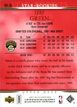 2007-08 Upper Deck - Santa Hat Star Rookies #SH-JG Jeff Green Back