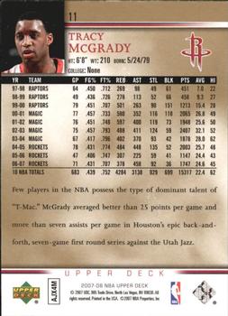 2007-08 Upper Deck - Electric Court Gold #11 Tracy McGrady Back