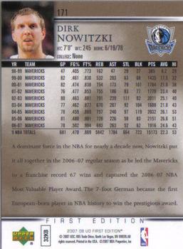 2007-08 Upper Deck First Edition - Gold #171 Dirk Nowitzki Back