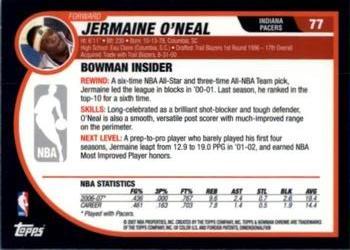 2007-08 Bowman - Chrome #77 Jermaine O'Neal Back