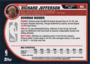 2007-08 Bowman - Chrome #94 Richard Jefferson Back