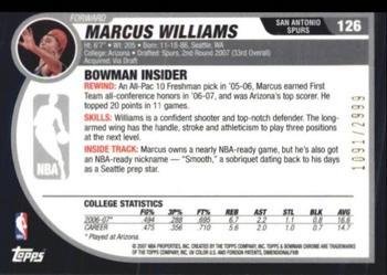 2007-08 Bowman - Chrome #126 Marcus Williams Back