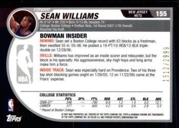 2007-08 Bowman - Chrome #155 Sean Williams Back