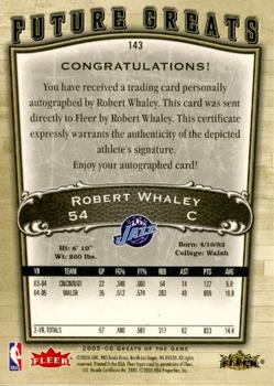2005-06 Fleer Greats of the Game - Gold #143 Robert Whaley Back